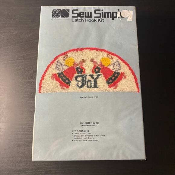 Sew Simple Other - Christmas Latch Hook Rug Kit Vintage 1986 Sew Simple Joy Angels Half Round New